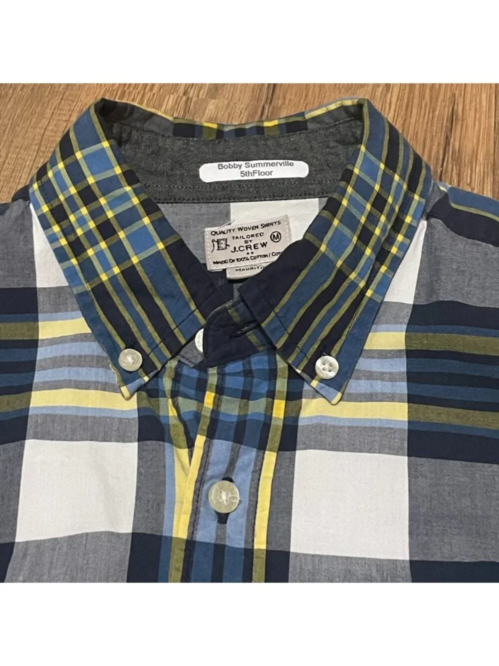 Vintage J.Crew Men’s M Plaid Cotton Button Down Shirt Made Mauritius